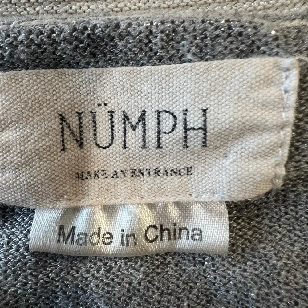 NUMPH Antropologie Amilia Blouse Metallic Weave Short Sleeve Small